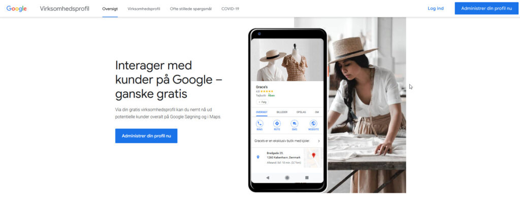 billede viser google My Business login side på googl.com/business